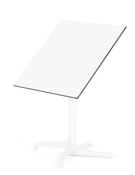 Table Boomerang pied Blanc et plateau rabattable 70x70cm Blanc