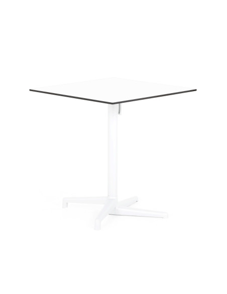 Table Boomerang pied Blanc et plateau rabattable 70x70cm Blanc