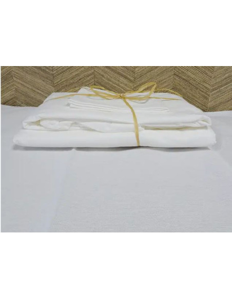 Parure Prestige lit 1P Bambou biodégradable jetable (1 taie+1 drap housse+1 drap plat)