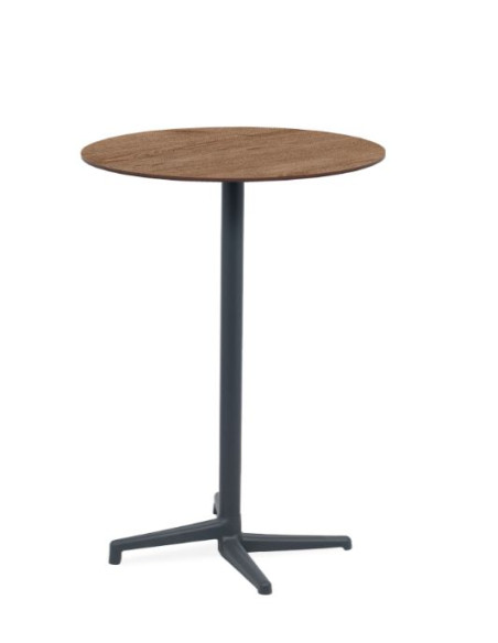 Table Haute Boomerang pied Gris et plateau rabattable Ø60cm Anthracite