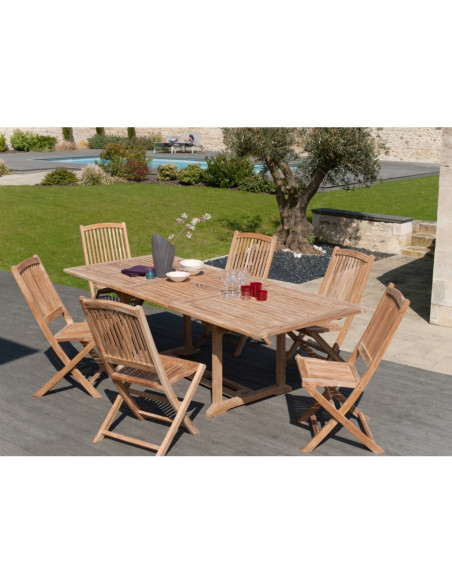 Table rectangulaire MAYFAIR à rallonge 180/240X100 en Teck