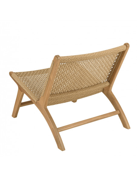 Lot de 2 fauteuils lounge SAVANE en Teck et rotin synthétique beige