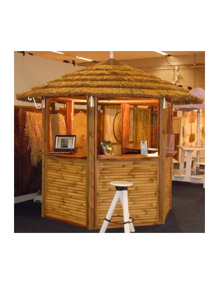 Kiosque hexagonal complet, module de 110cm Bambou