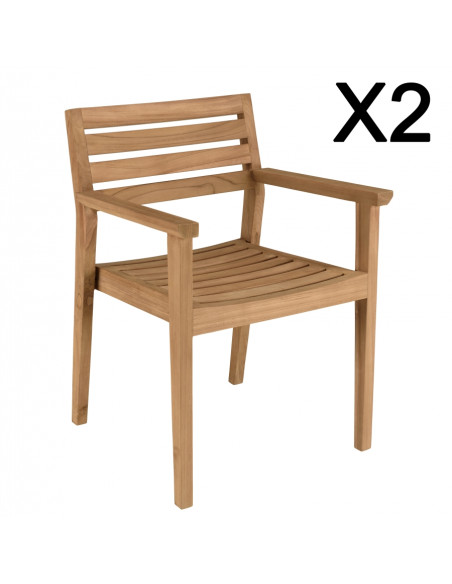 Ensemble de 2 fauteuils HAMPTONS en Teck