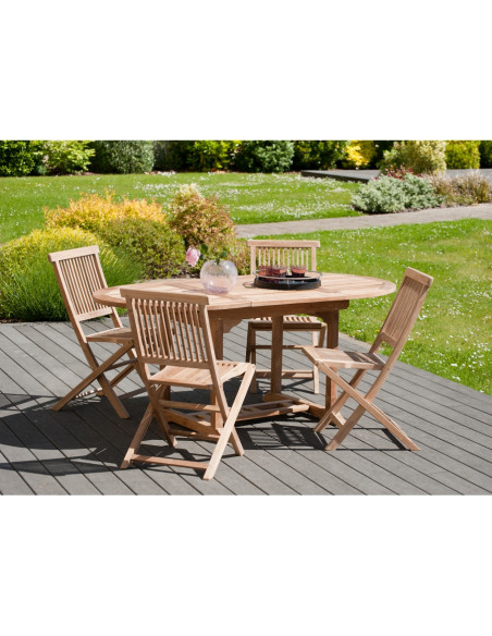 Table ovale KENSINGTON à rallonge 120/180x90cm en Teck
