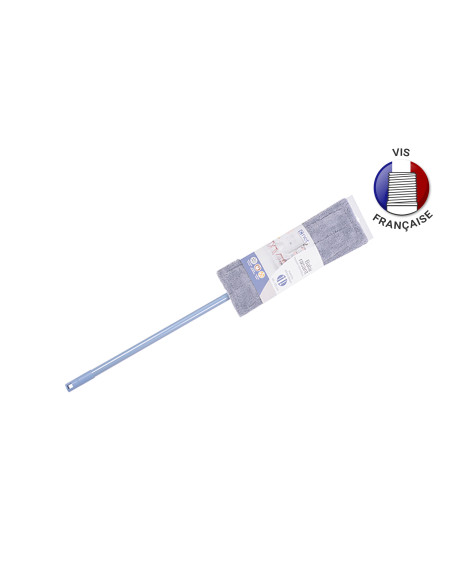 Set de nettoyage balai serpillière micro-fibres+support+manche télescopique