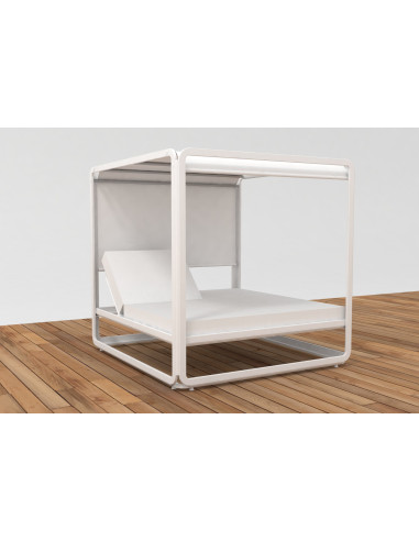 Bed Ibiza blanc avec rideaux dessus...