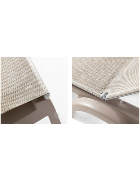 Bain de soleil Jamaica, armature TAUPE toile Straw imitation Paille, empilable