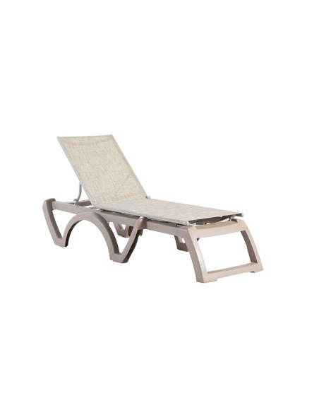Bain de soleil Jamaica, armature TAUPE toile Straw imitation Paille, empilable