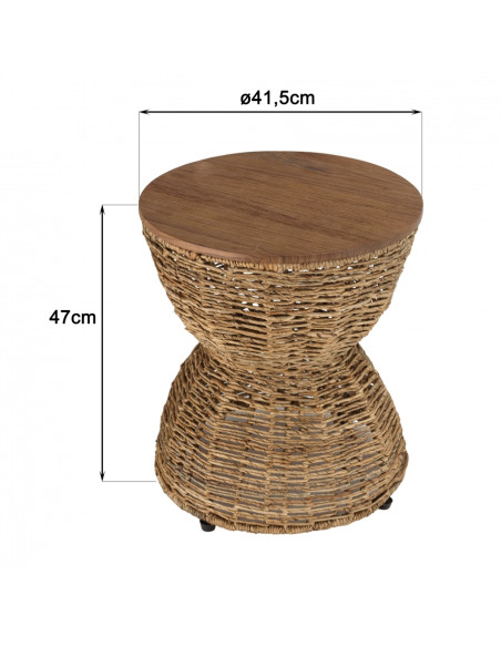 Tabouret Paros beige assise amovible, teck recyclé