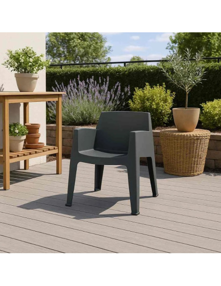 Fauteuil Marbella empilable anthracite
