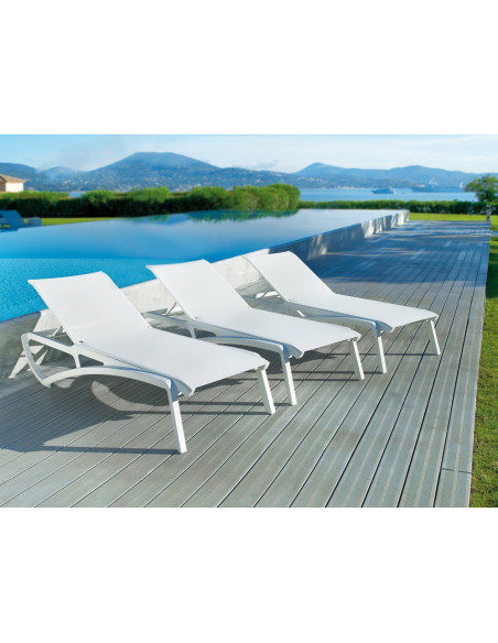 Bain de soleil Sunset, structure BLANC GLACIER, toile BLANCHE