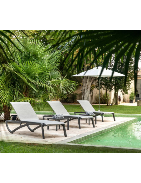 Bain de soleil Sunset, structure NOIR VOLCANIQUE, toile grise