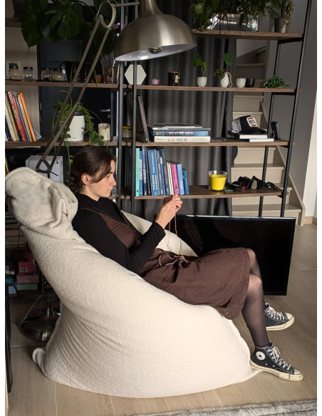 Grand coussin d'intérieur complet tissu Mouton Blanc