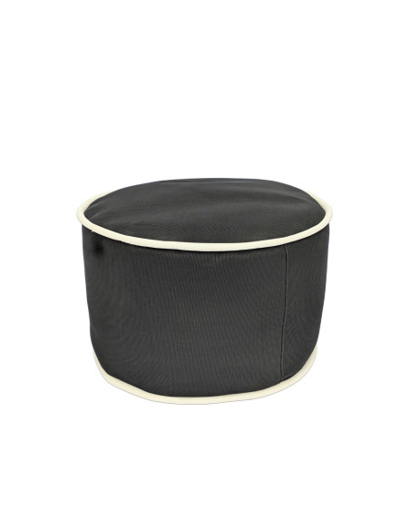 Pouf anthracite bord blanc