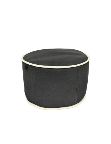 Pouf anthracite bord blanc