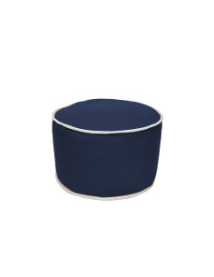 Pouf bleu marine bord blanc 2