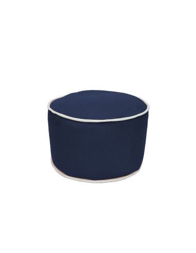 Pouf bleu marine bord blanc