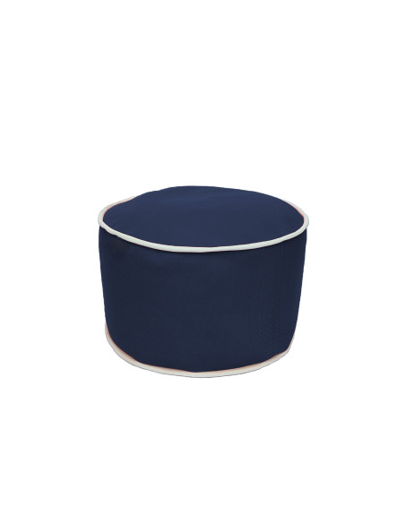 Pouf bleu marine bord blanc