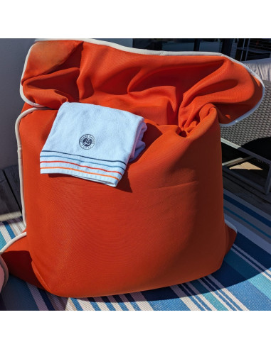 Coussin Water Pouf orange bord blanc
