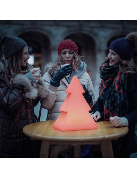 Sapin décoratif lumineux 40cm solaire et batterie rechargeable (usage in/outdoor)