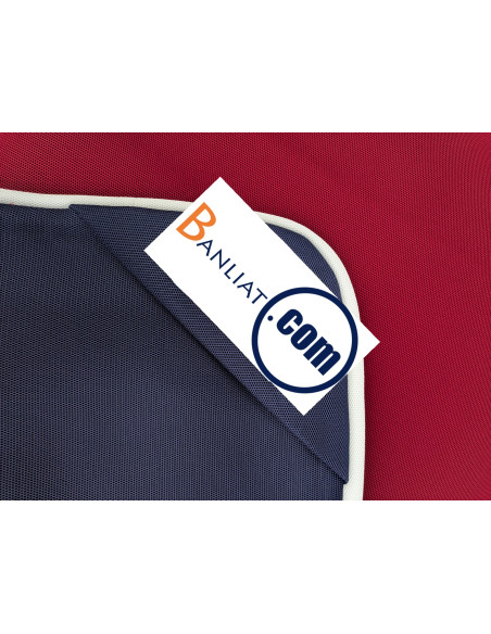 Coussin Water Pouf 1 face bleu marine, 1 face rouge, bord blanc