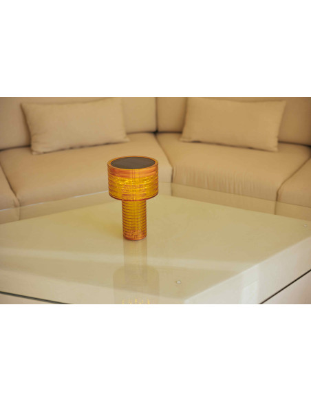 Lampe à poser Ambre Orange solaire+batterie rechargeable
