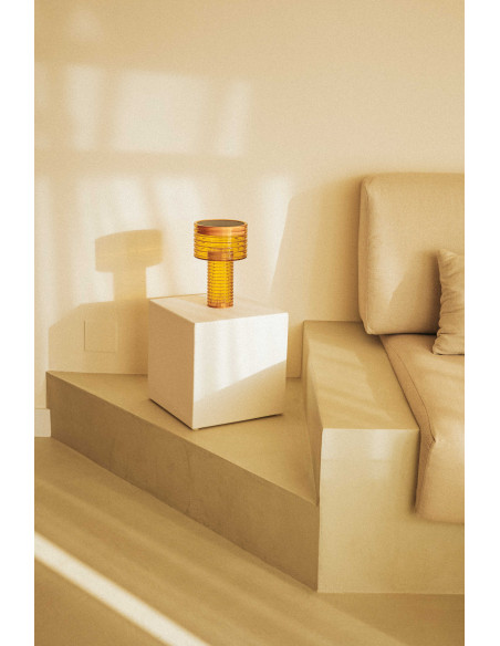 Lampe à poser Ambre Orange solaire+batterie rechargeable