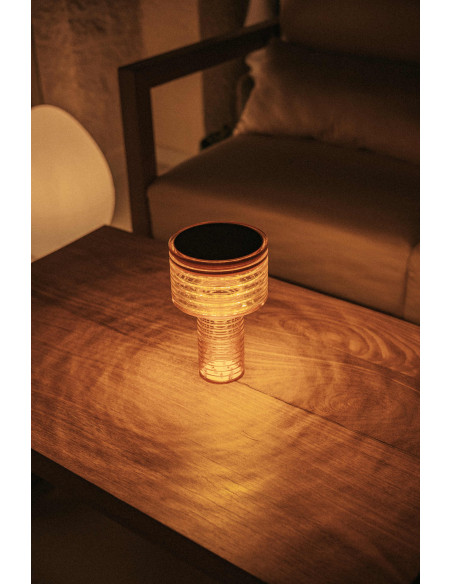 Lampe à poser Ambre Orange solaire+batterie rechargeable
