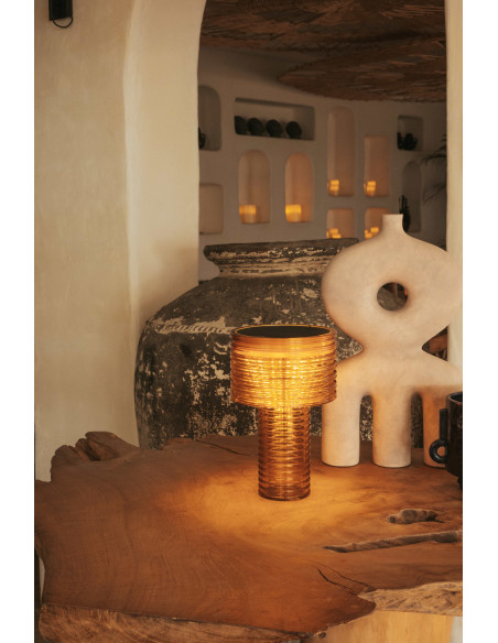Lampe à poser Ambre Orange solaire+batterie rechargeable