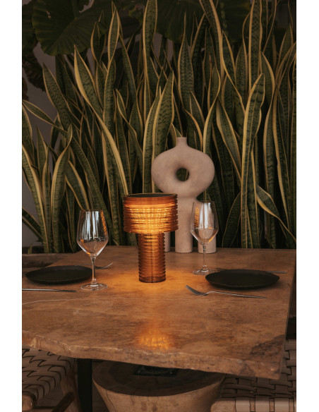 Lampe à poser Ambre Orange solaire+batterie rechargeable