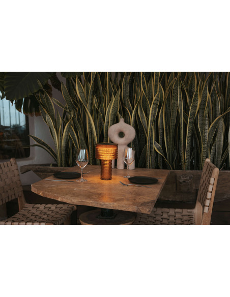 Lampe à poser Ambre Orange solaire+batterie rechargeable