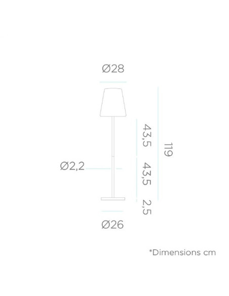 Lampadaire 120 pied Anthracite solaire+batterie rechargeable