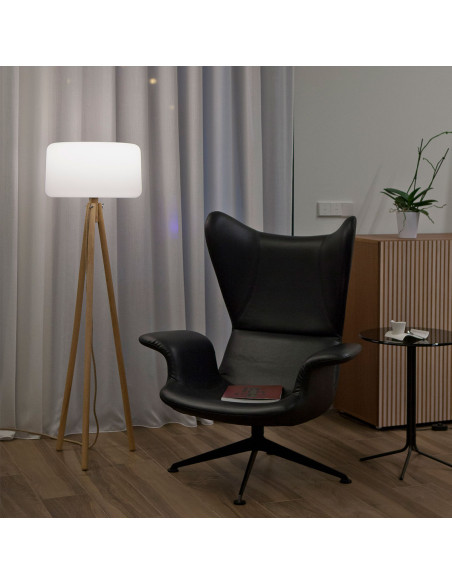 Lampadaire Trépied 140 bois naturel cable jute