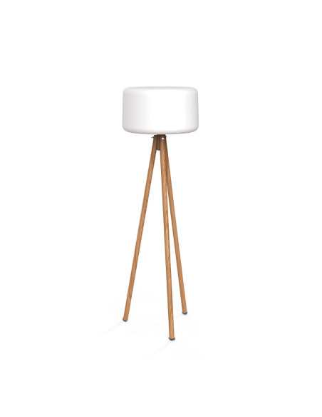 Lampadaire Trépied 140 bois naturel cable jute