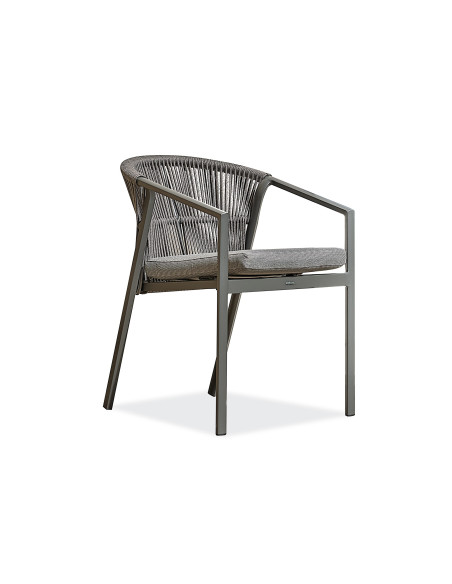 Fauteuil Gatsby alu, corde tressée, gris anthracite