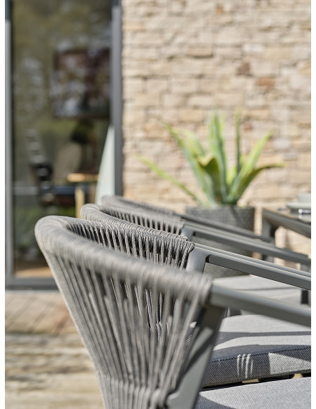 Fauteuil Gatsby alu, corde tressée, gris anthracite