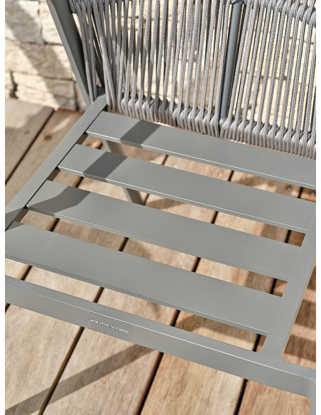 Fauteuil Gatsby alu, corde tressée, gris anthracite