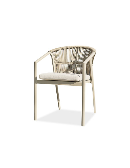 Fauteuil Gatsby alu, corde tressée, grège