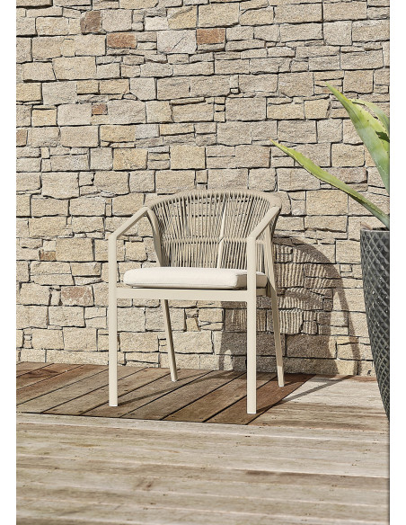 Fauteuil Gatsby alu, corde tressée, grège