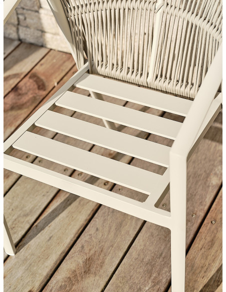 Fauteuil Gatsby alu, corde tressée, grège