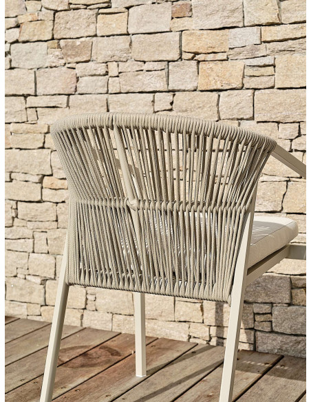 Fauteuil Gatsby alu, corde tressée, grège