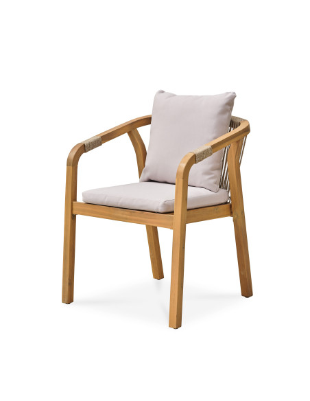 Fauteuil Mykonos en bois et corde tissée