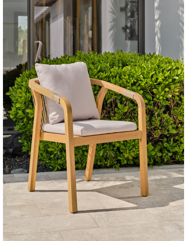 Fauteuil Mykonos en bois et corde tissée