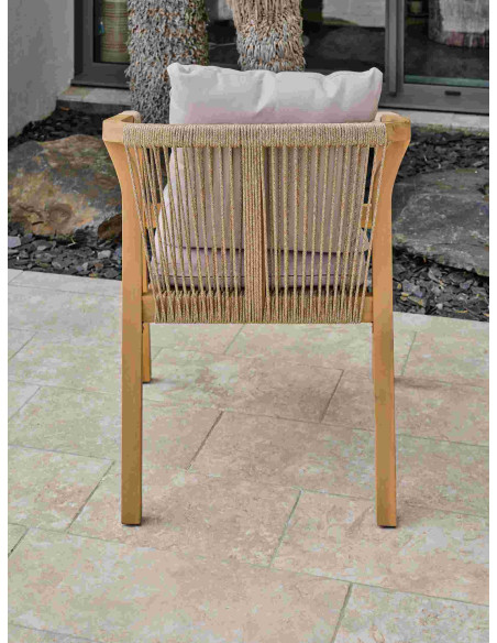 Fauteuil Mykonos en bois et corde tissée