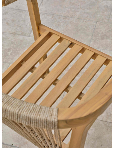 Fauteuil Mykonos en bois et corde tissée