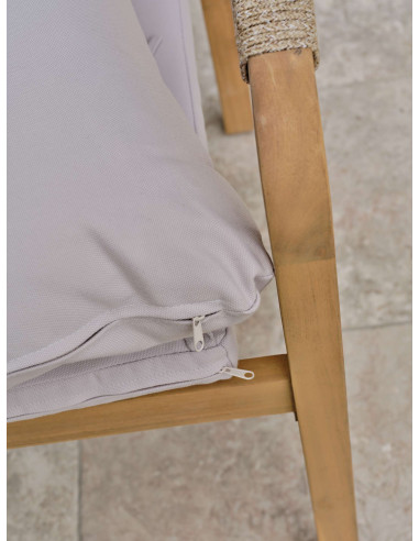 Fauteuil Mykonos en bois et corde tissée