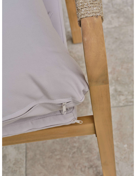 Fauteuil Mykonos en bois et corde tissée