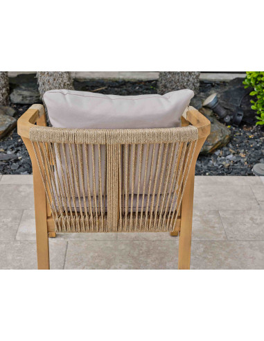Fauteuil Mykonos en bois et corde tissée
