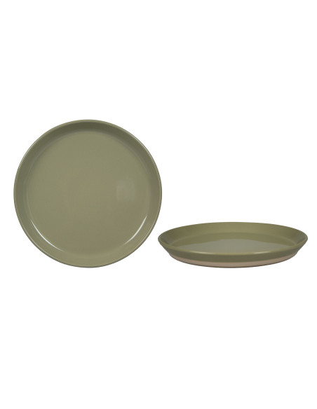 Assiette plate Minorque Ø25cm Vert Tilleul en grès
